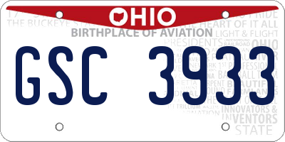 OH license plate GSC3933