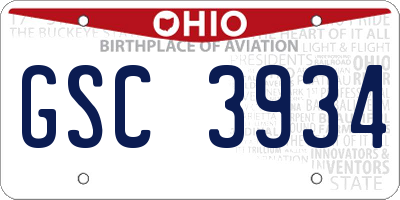 OH license plate GSC3934