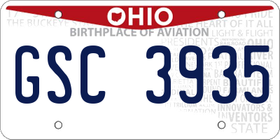 OH license plate GSC3935