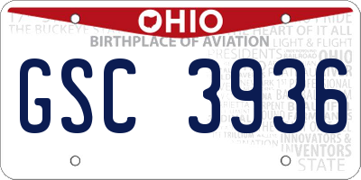 OH license plate GSC3936