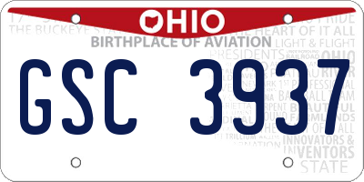 OH license plate GSC3937