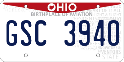 OH license plate GSC3940