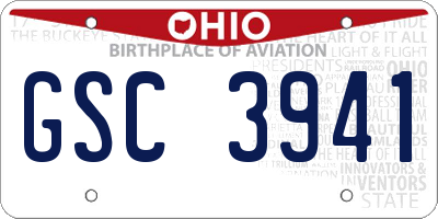 OH license plate GSC3941