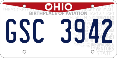 OH license plate GSC3942