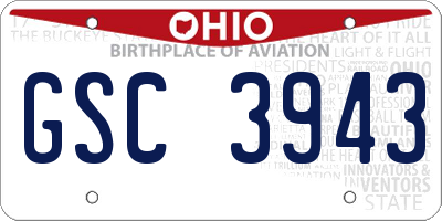 OH license plate GSC3943