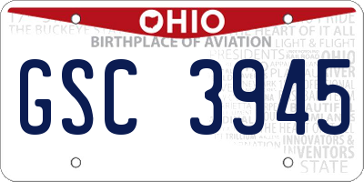 OH license plate GSC3945