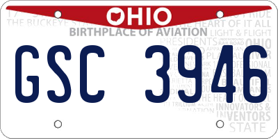 OH license plate GSC3946