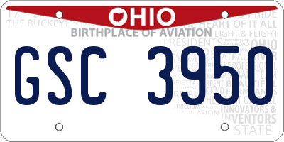 OH license plate GSC3950