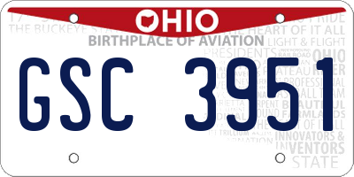 OH license plate GSC3951
