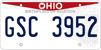 OH license plate GSC3952