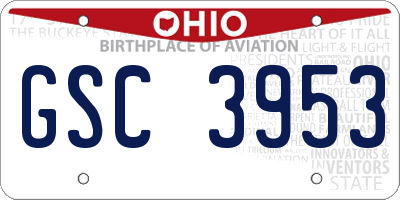 OH license plate GSC3953