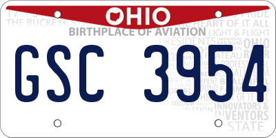 OH license plate GSC3954