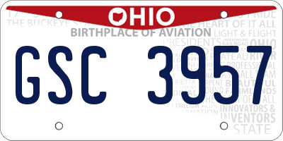 OH license plate GSC3957