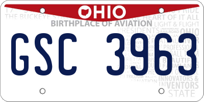 OH license plate GSC3963
