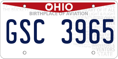 OH license plate GSC3965