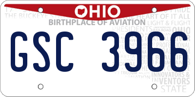 OH license plate GSC3966