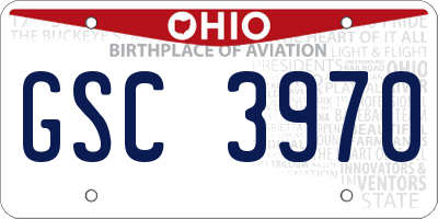 OH license plate GSC3970