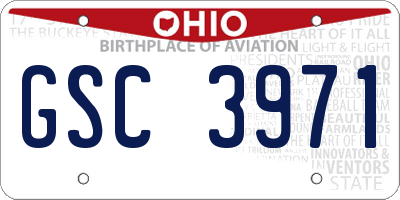 OH license plate GSC3971