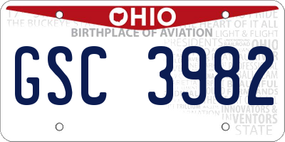 OH license plate GSC3982