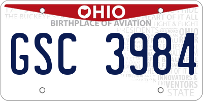 OH license plate GSC3984