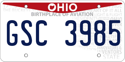OH license plate GSC3985