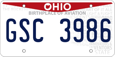 OH license plate GSC3986