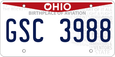 OH license plate GSC3988