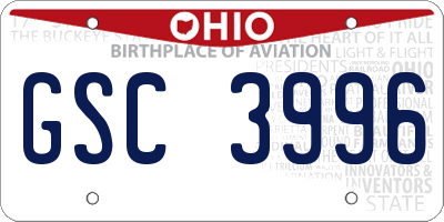 OH license plate GSC3996