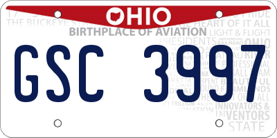 OH license plate GSC3997