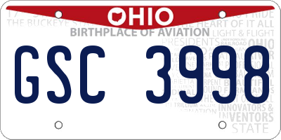 OH license plate GSC3998