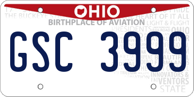 OH license plate GSC3999