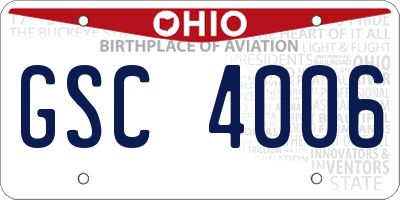 OH license plate GSC4006