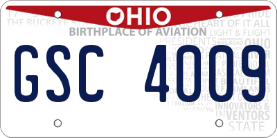 OH license plate GSC4009