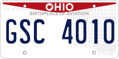 OH license plate GSC4010