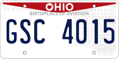 OH license plate GSC4015