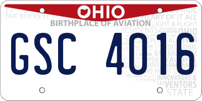 OH license plate GSC4016