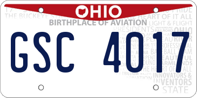 OH license plate GSC4017