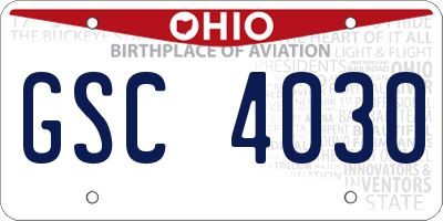 OH license plate GSC4030