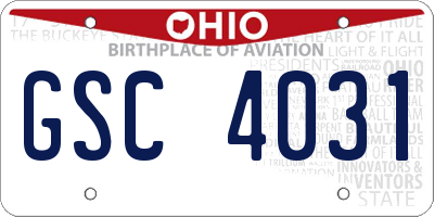 OH license plate GSC4031