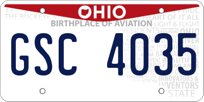OH license plate GSC4035