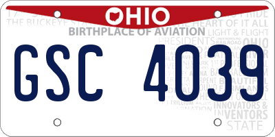 OH license plate GSC4039