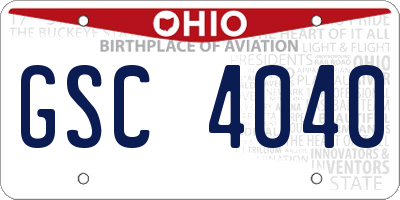 OH license plate GSC4040