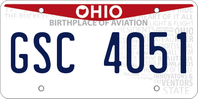 OH license plate GSC4051