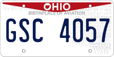 OH license plate GSC4057