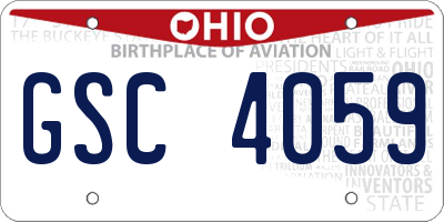 OH license plate GSC4059