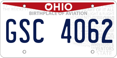 OH license plate GSC4062