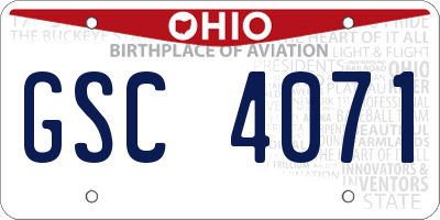 OH license plate GSC4071