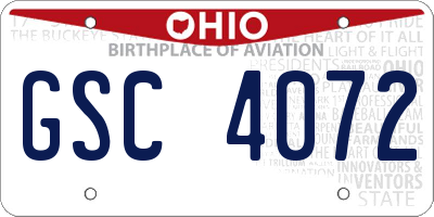 OH license plate GSC4072