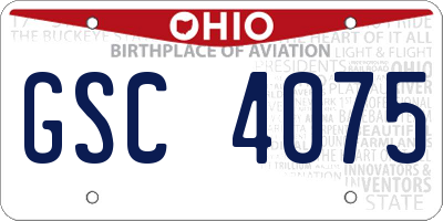 OH license plate GSC4075