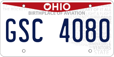 OH license plate GSC4080